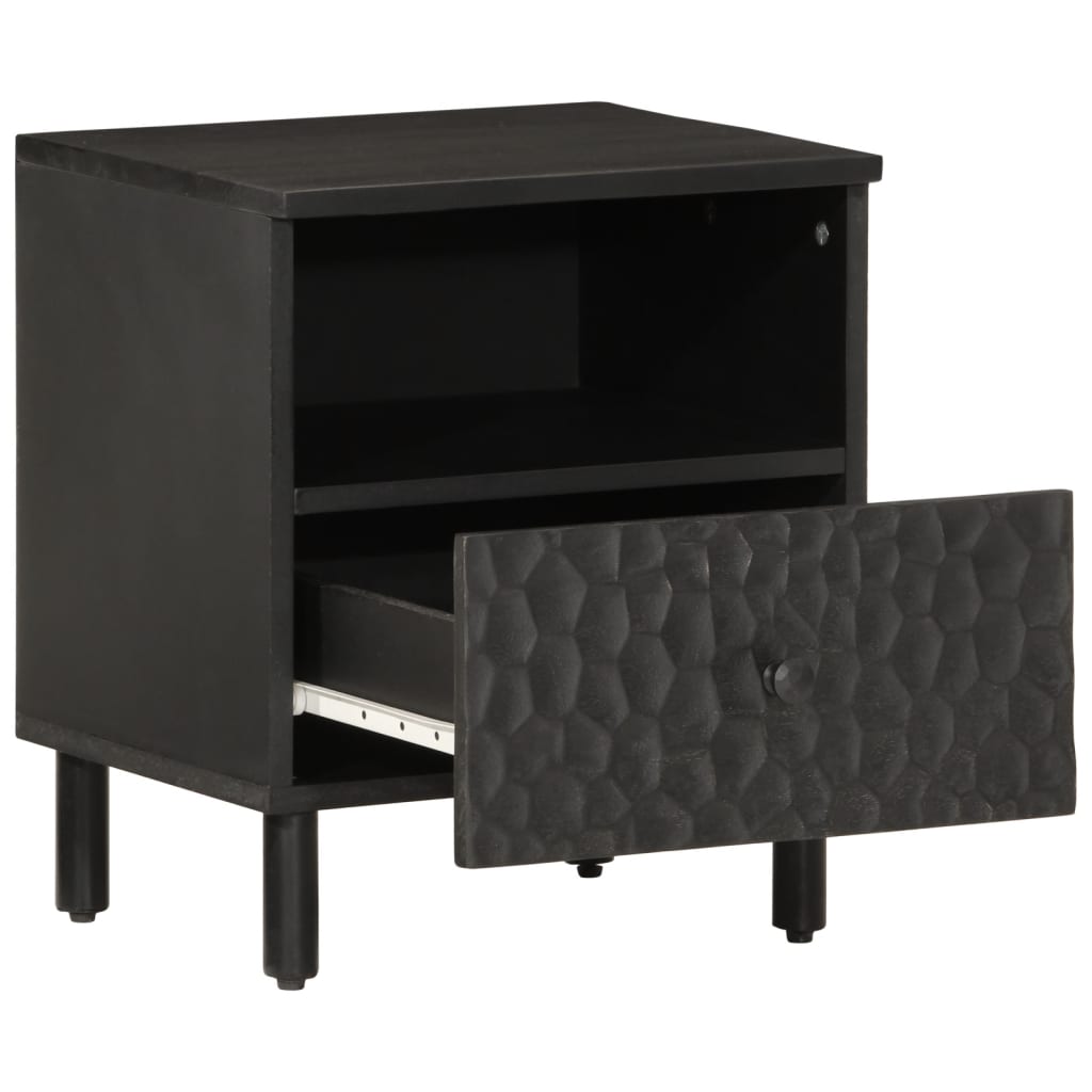 Nachttisch Schwarz 40x33x46 cm Massivholz Mango